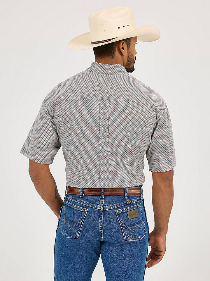 Wrangler George Strait Short Sleeve One Pocket Button Down Shirt - Grey Cross Print