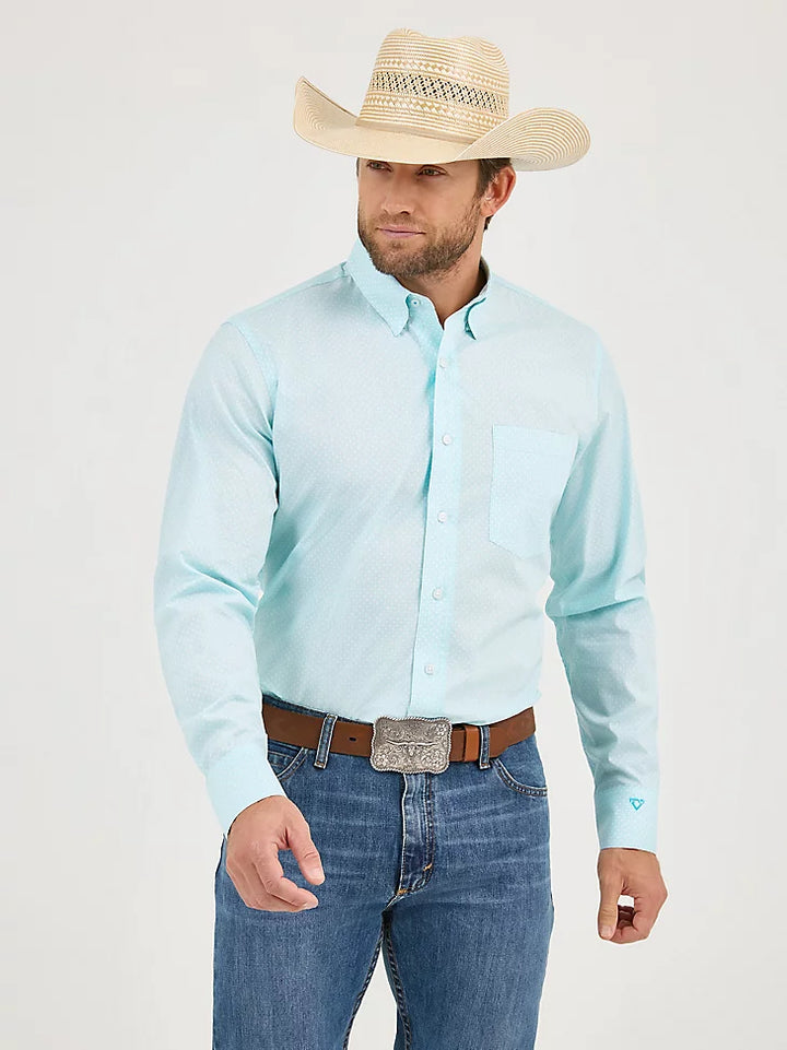 Men's Wrangler X Cody Johnson Long Sleeve Shirt - Aqua Bursts
