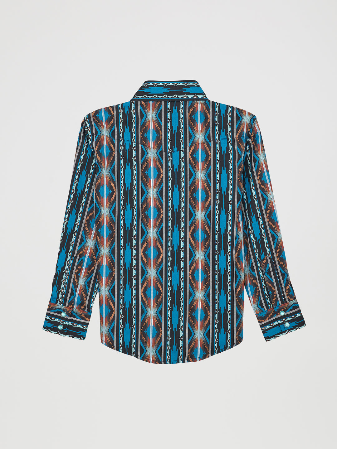 Wrangler Boy's Checotah Long Sleeve Western Snap Shirt - Turquoise Crimson