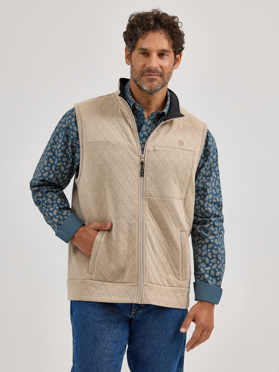 Wrangler Men's George Strait Zip Front Solid Knit Vest