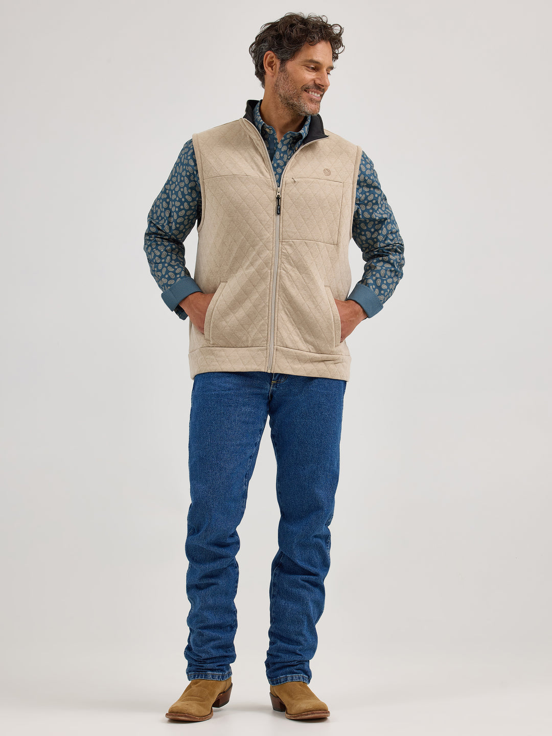 Wrangler Men's George Strait Zip Front Solid Knit Vest