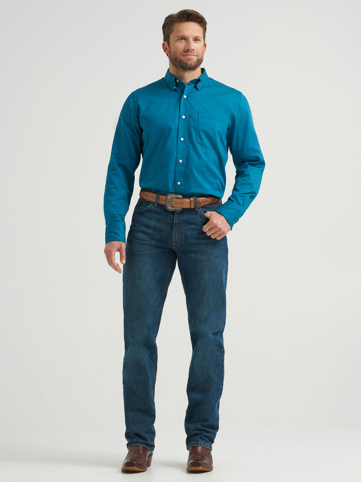 Wrangler Men's Cody Johnson One Pocket Button Down Shirt - Ink Blue