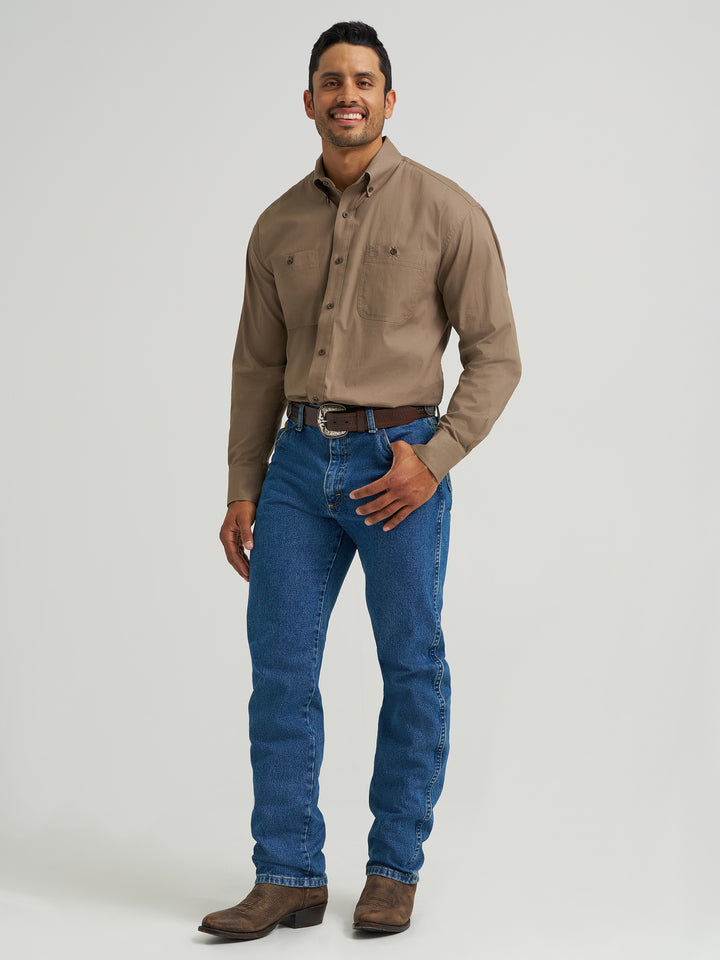 Wrangler George Strait Solid One Pocket Button Down Shirt - Walnut