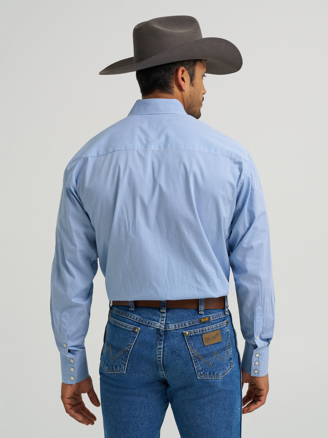 Wrangler Men's George Strait Troubadour Long Sleeve Western Snap Shirt- Atlantic Miniprint