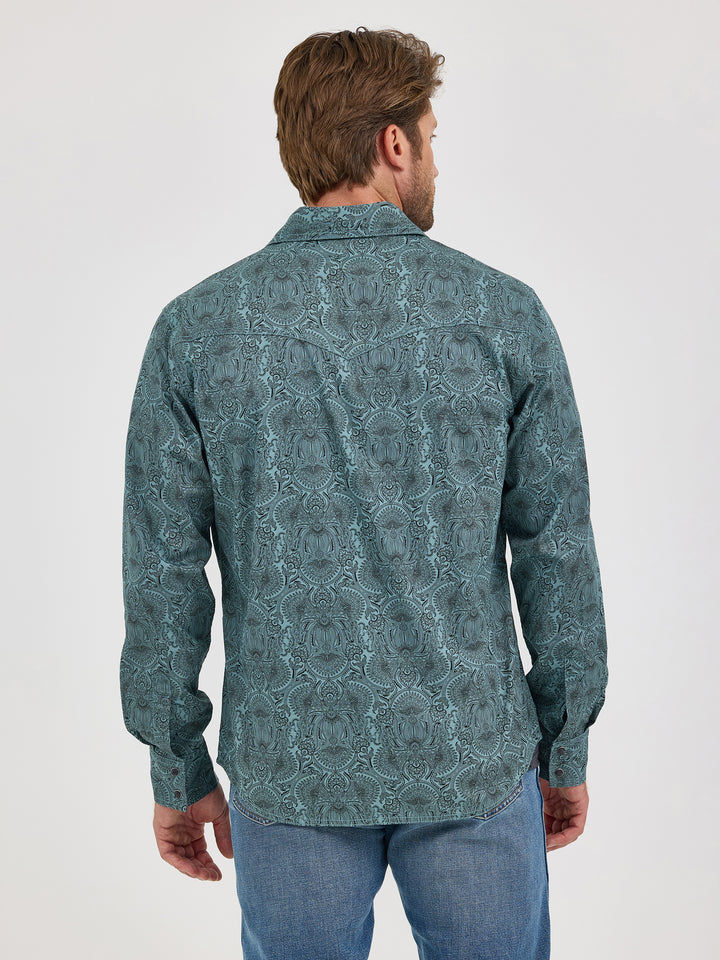 Wrangler Men's Retro Premium Long Sleeve Western Snap Printed Shirt - Pine Paisley