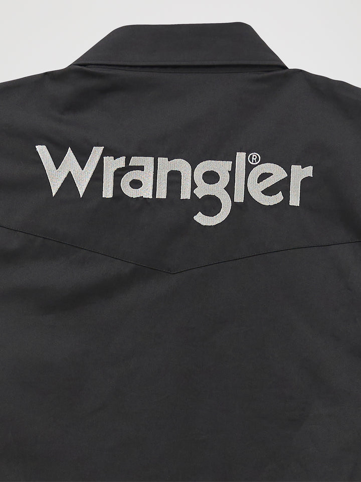 Wrangler Men's Wrangler Logo Long Sleeve Western Snap Shirt - Black