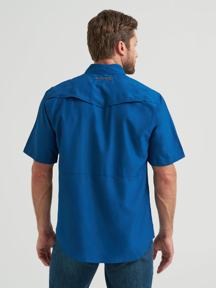 Wrangler Men's Performance Short Sleeve Snap Shirt - Blue