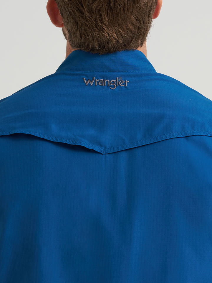 Wrangler Men's Performance Short Sleeve Snap Shirt - Blue