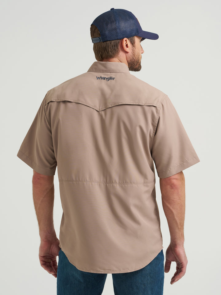 Wrangler Men's Performance Short Sleeve Snap Shirt  - Tan