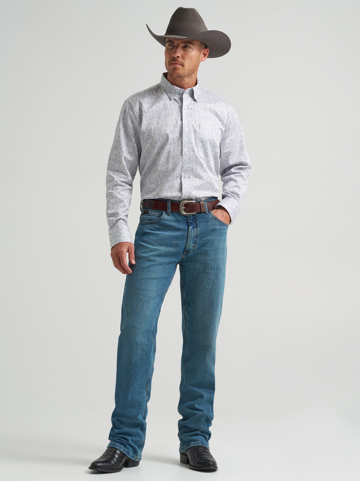 Men's Cody Johnson One Pocket Button Down Shirt- Charcoal Paisley