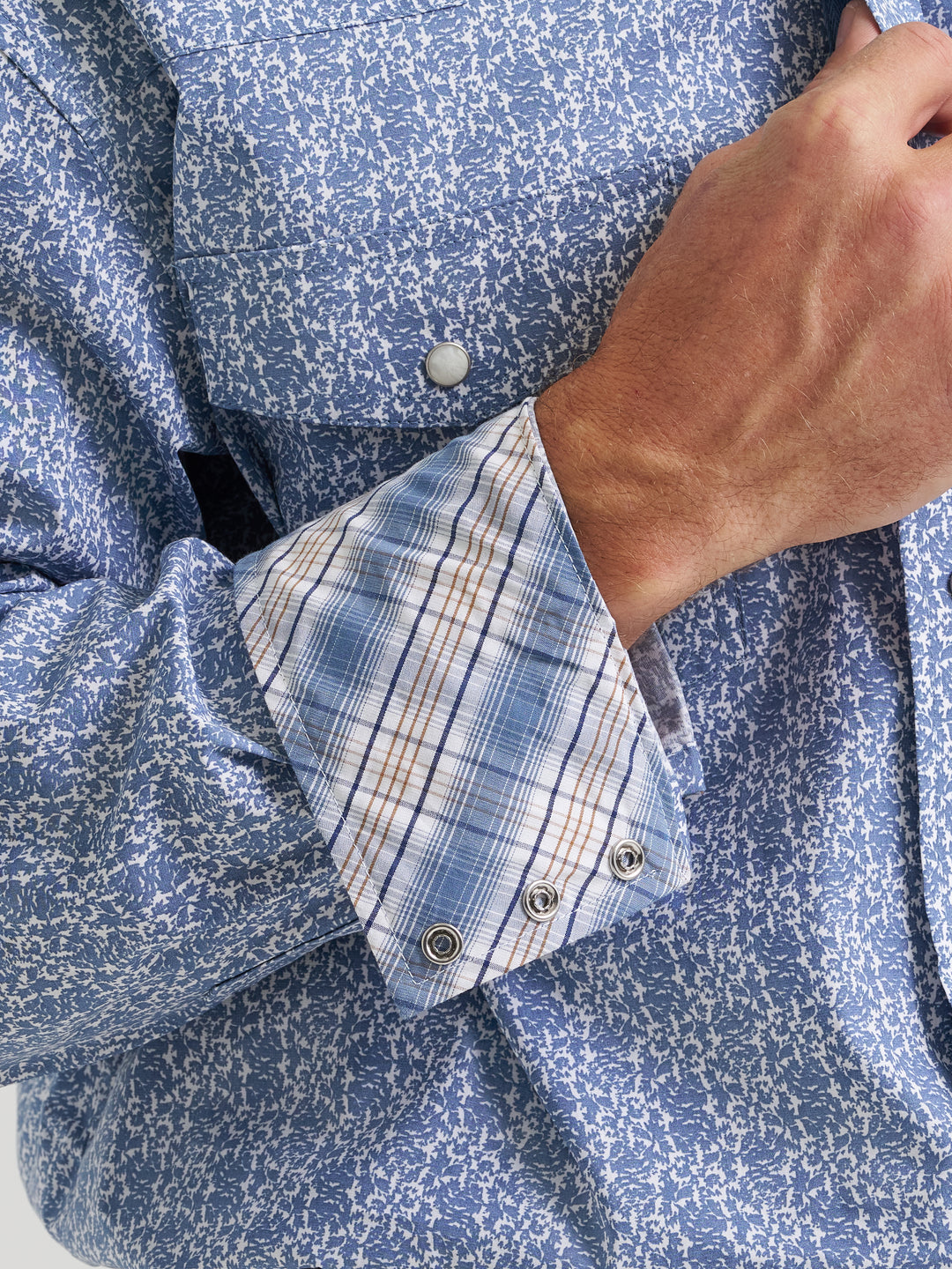 George Strait Troubadour Long Sleeve Western Snap Shirt-Blue Steel Paisley