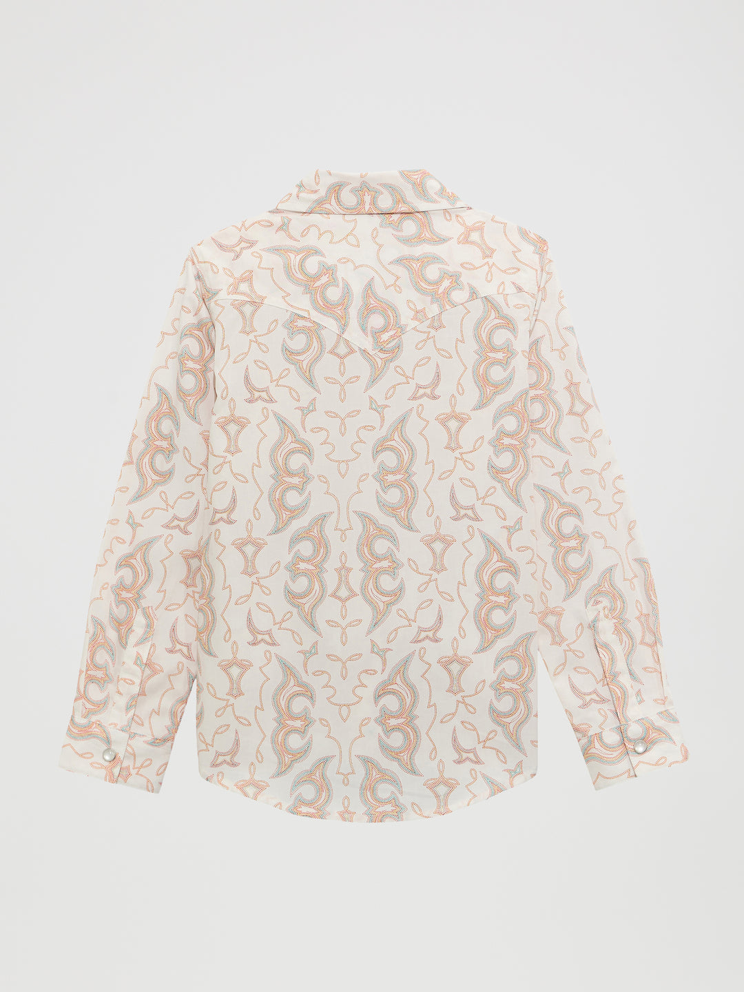 Girl's Bold Print Western Snap Shirt-White
