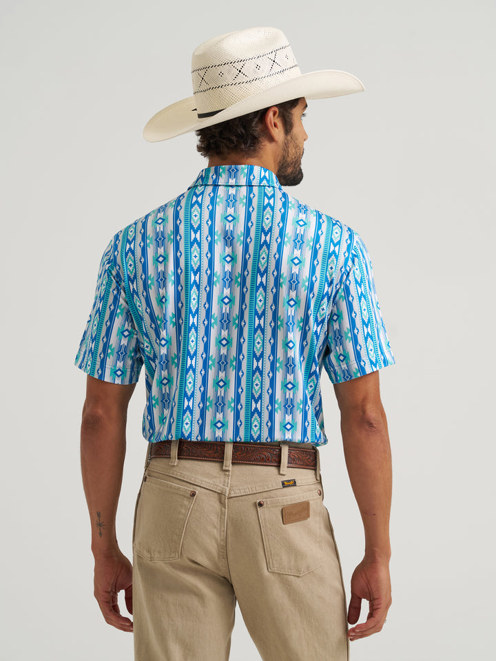 Wrangler All Terrain Gear Men's Performance Polo Shirt- Checotah Turquoise