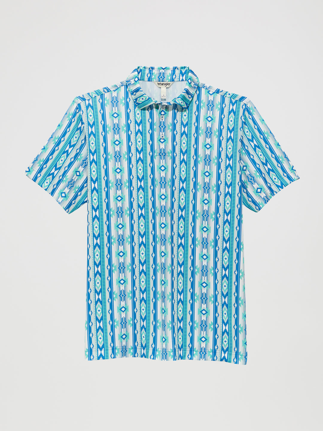 Wrangler All Terrain Gear Men's Performance Polo Shirt- Checotah Turquoise