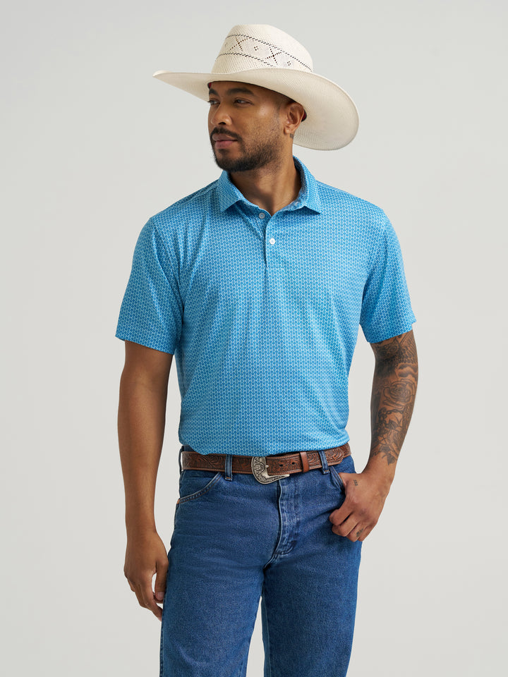 Wrangler All Terrain Gear Men's Performance Polo Shirt-Blue