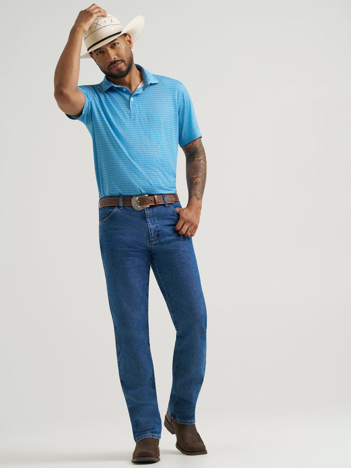 Wrangler All Terrain Gear Men's Performance Polo Shirt-Blue