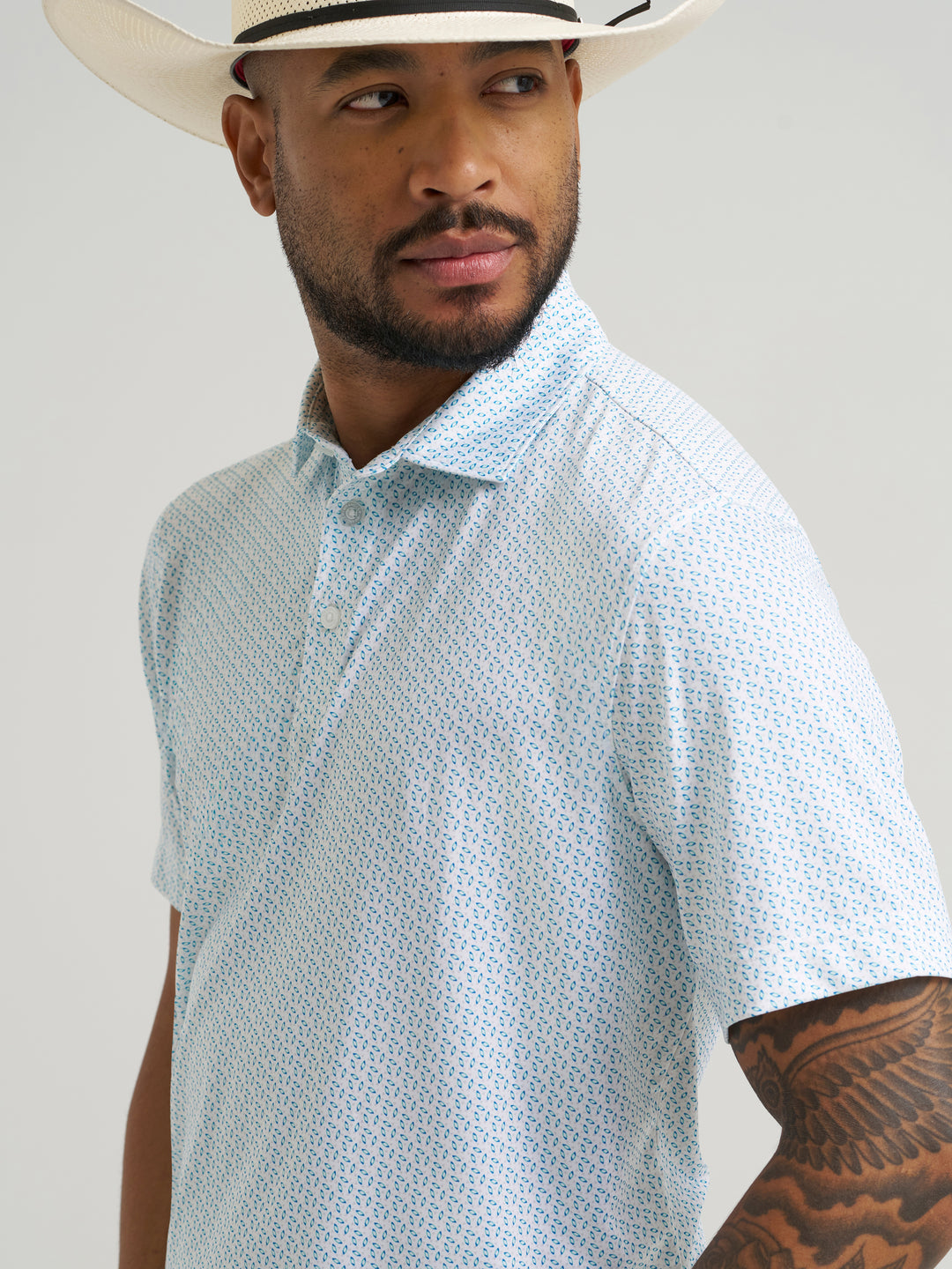 Wrangler All Terrain Gear Men's Performance Polo Shirt- Daphne Print