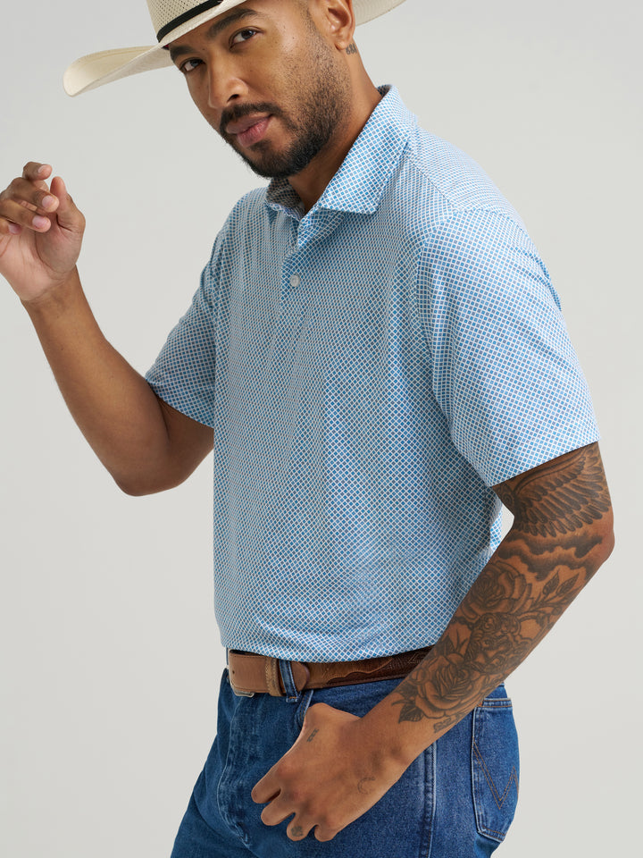 Wrangler All Terrain Gear Men's Performance Polo Shirt- Vallarta Blue