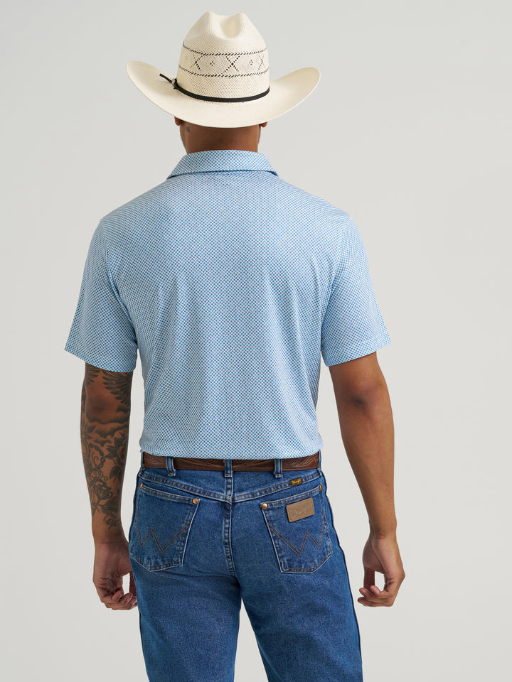 Wrangler All Terrain Gear Men's Performance Polo Shirt- Vallarta Blue