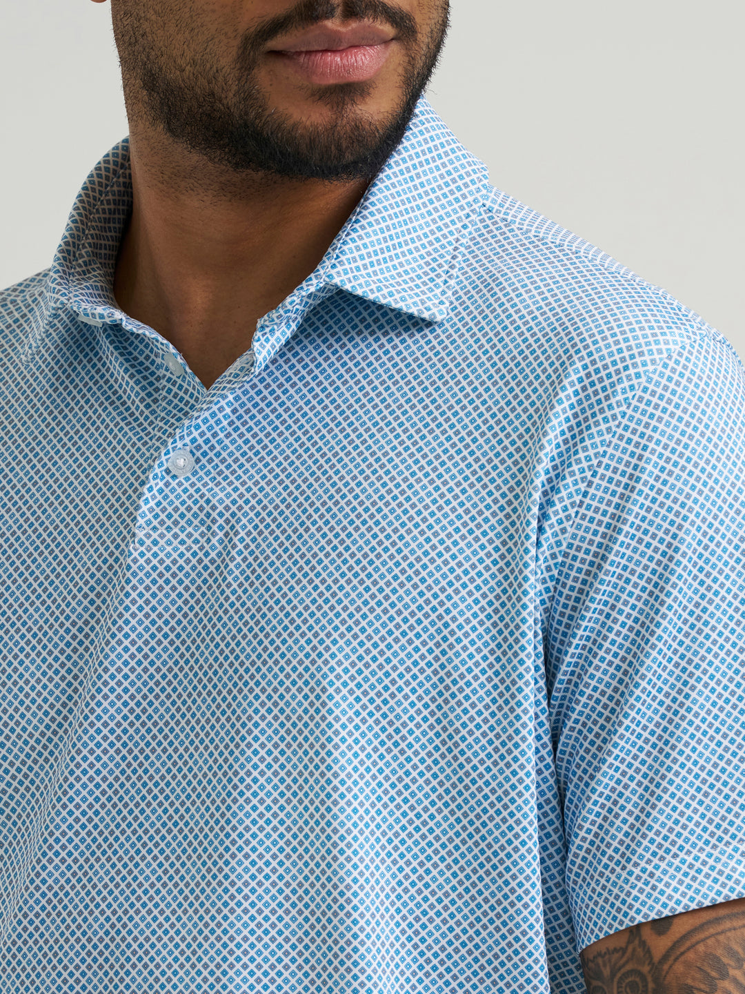 Wrangler All Terrain Gear Men's Performance Polo Shirt- Vallarta Blue