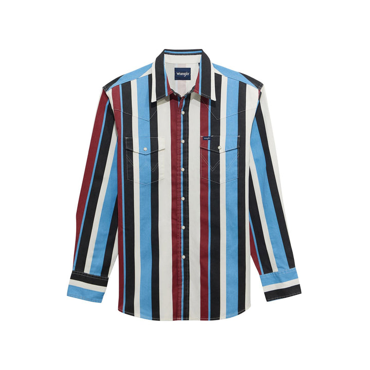 Wrangler Boy's Vintage Brushpopper Long Sleeve Shirt - Blue Multi