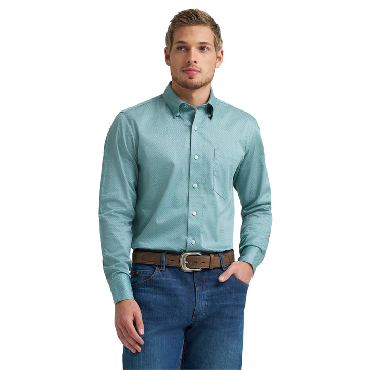 Wrangler Men's X Cody Johnson Long Sleeve Classic Fit Button Shirt - Green