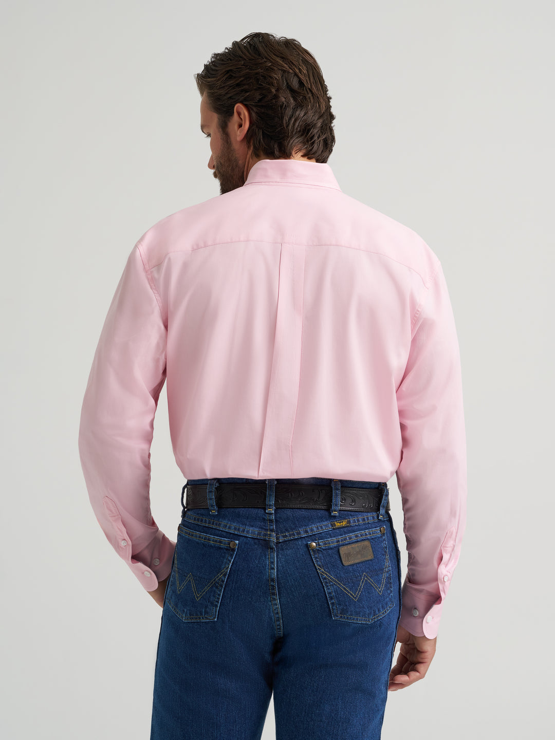 Wrangler Men's George Straight Long Sleeve One Pocket Button Shirt - Pink