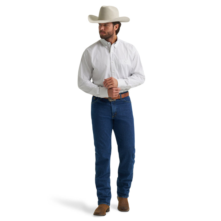 Wrangler Men's George Straight Long Sleeve One Pocket Shirt - White