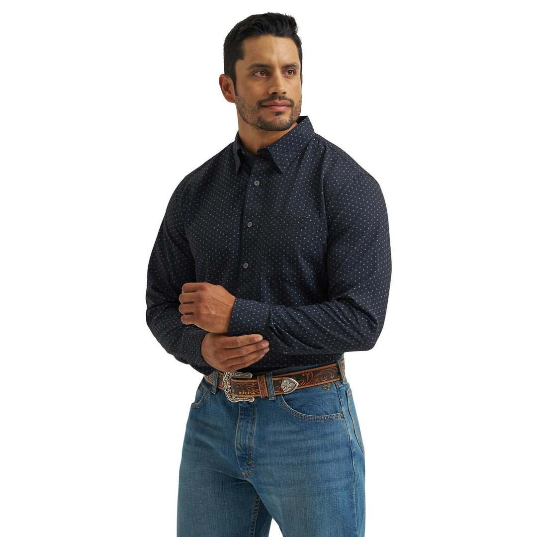 Wrangler Men's X Cody Johnson Long Sleeve Button Shirt-Black