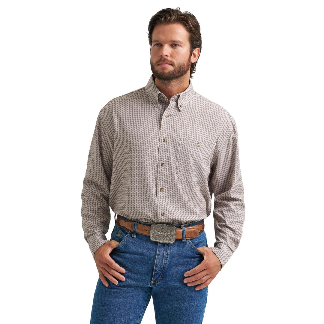 Wranglers Men's George Straight Relaxed Fit Long Sleeve - Brown