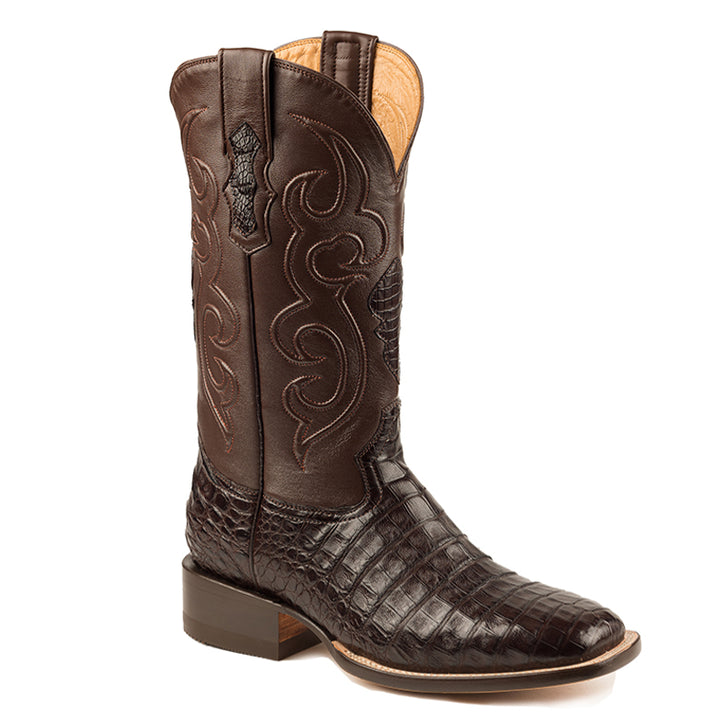 Zavala Caiman Belly Rodeo Square Toe Boot-Brown