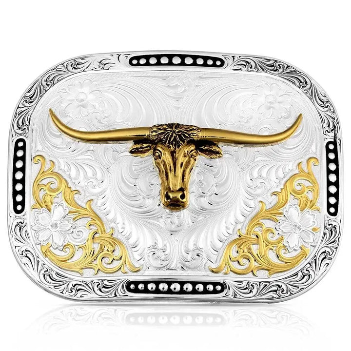 Montana Silversmiths Class Act Two Tone Belt Buckle with Longhorn