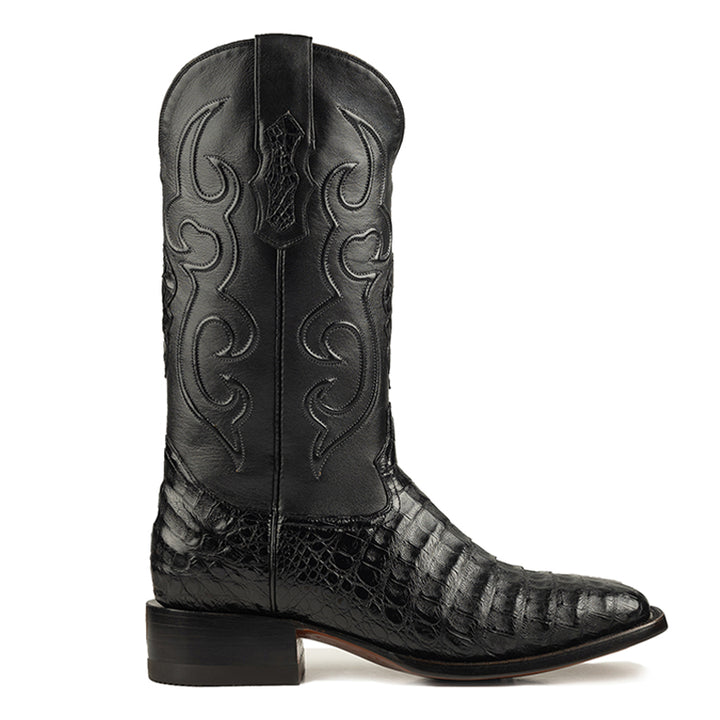 Zavala Caiman Belly Rodeo Square Toe Boot-Black