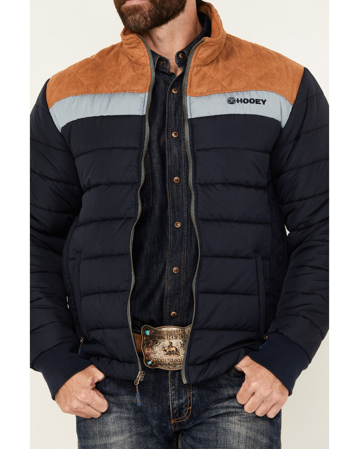 Hooey Men's Colorblock Packable Puffer Jacket Navy/Tan