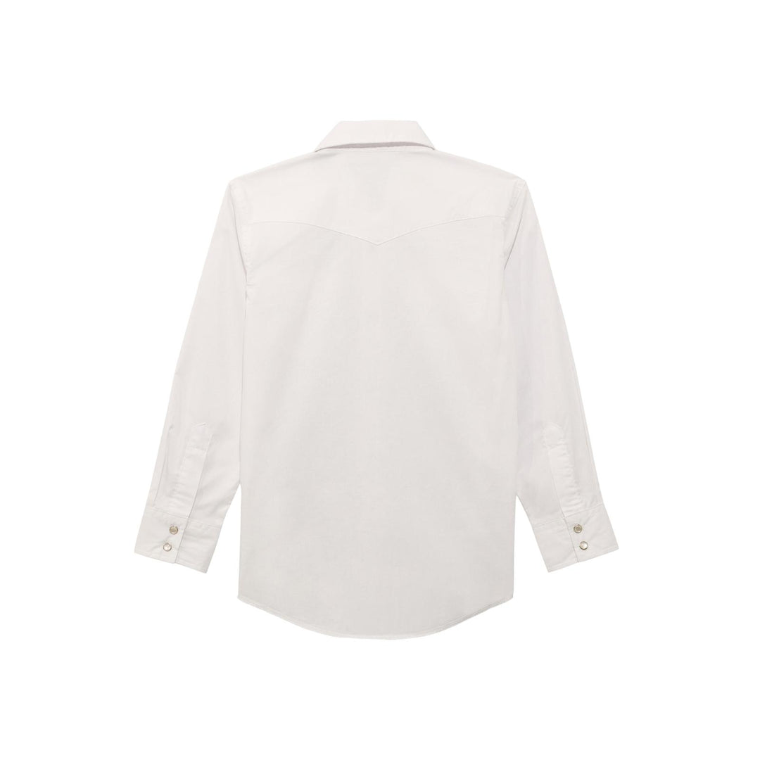 Wrangler Boys Western Solid Snap Long Sleeve-White
