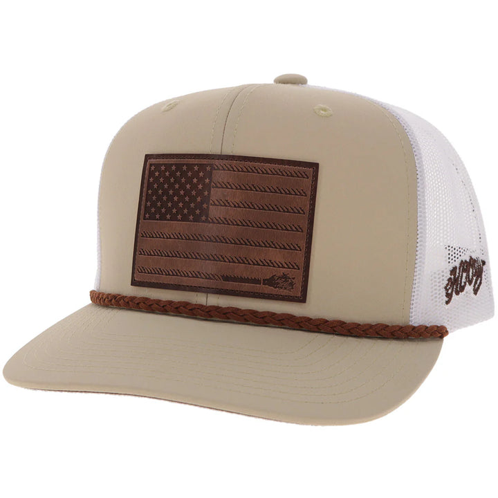 Hooey Liberty Roper Tan/White w/Leather Patch