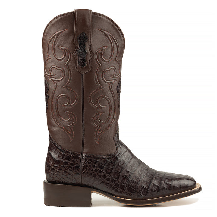 Zavala Caiman Belly Rodeo Square Toe Boot-Brown