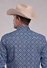 Roper Men's Amarillo Snap Print Long Sleeve Shirt -Blue