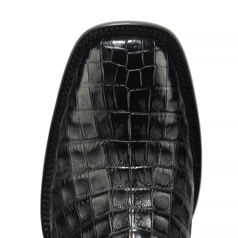 Zavala Caiman Belly Rodeo Square Toe Boot-Black