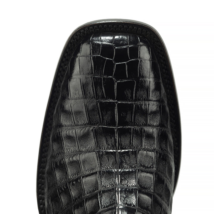 Zavala Caiman Belly Rodeo Square Toe Boot-Black
