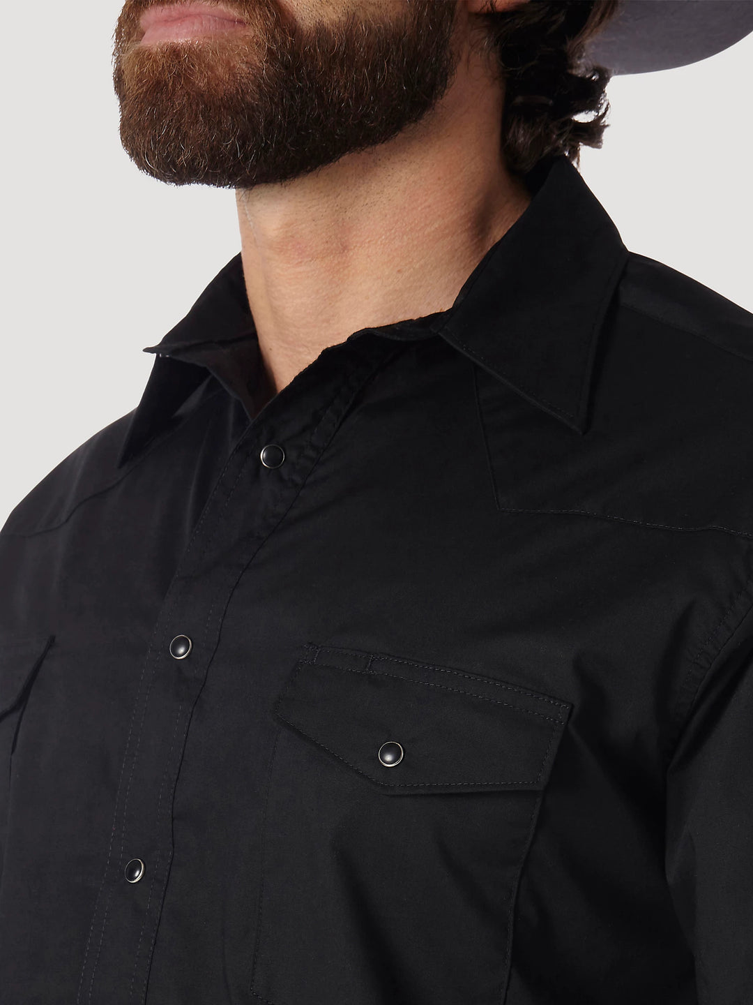 Wrangler Men's Western Long Sleeve Snap Shirt Black