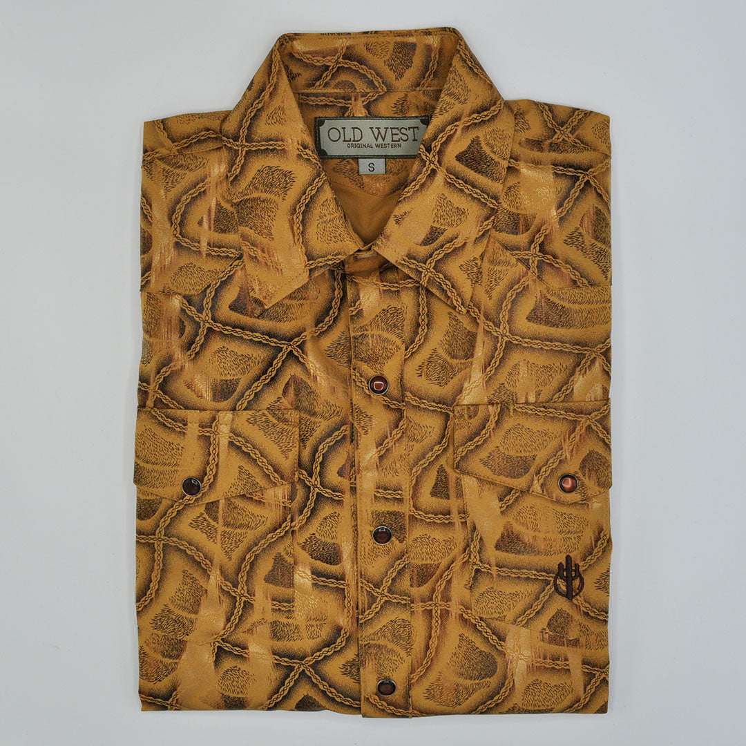 Old West Men's 8473 Gold Fashion Snap Shirt