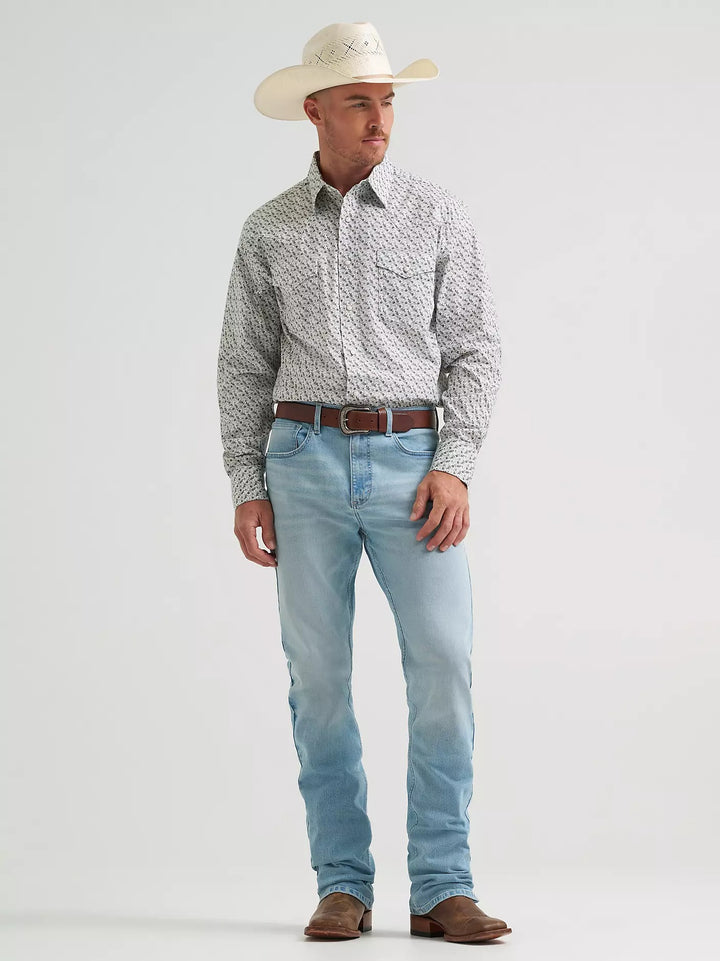 Wranglers Men's 20X Competition Long Sleeve Two Pocket Western Snap Shirt- Olive Cacti