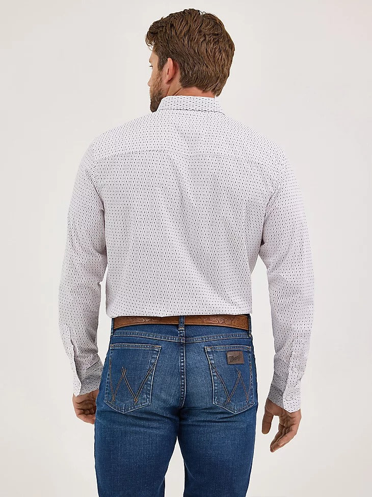Wrangler Men's Cody Johnson One Pocket Button Down Shirt - White Crossbar