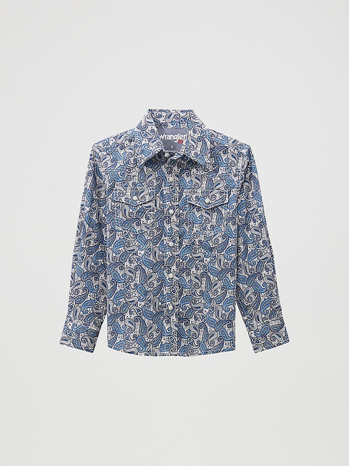 Wrangler Boy's Wrangler 20X Western Snap Print Shirt - Wavy Paisley