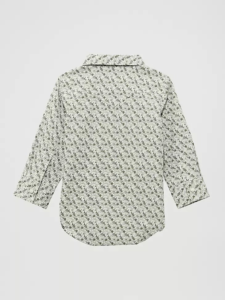 Wrangler Baby Boy  Long Sleeve Shirt -  Olive Cacti