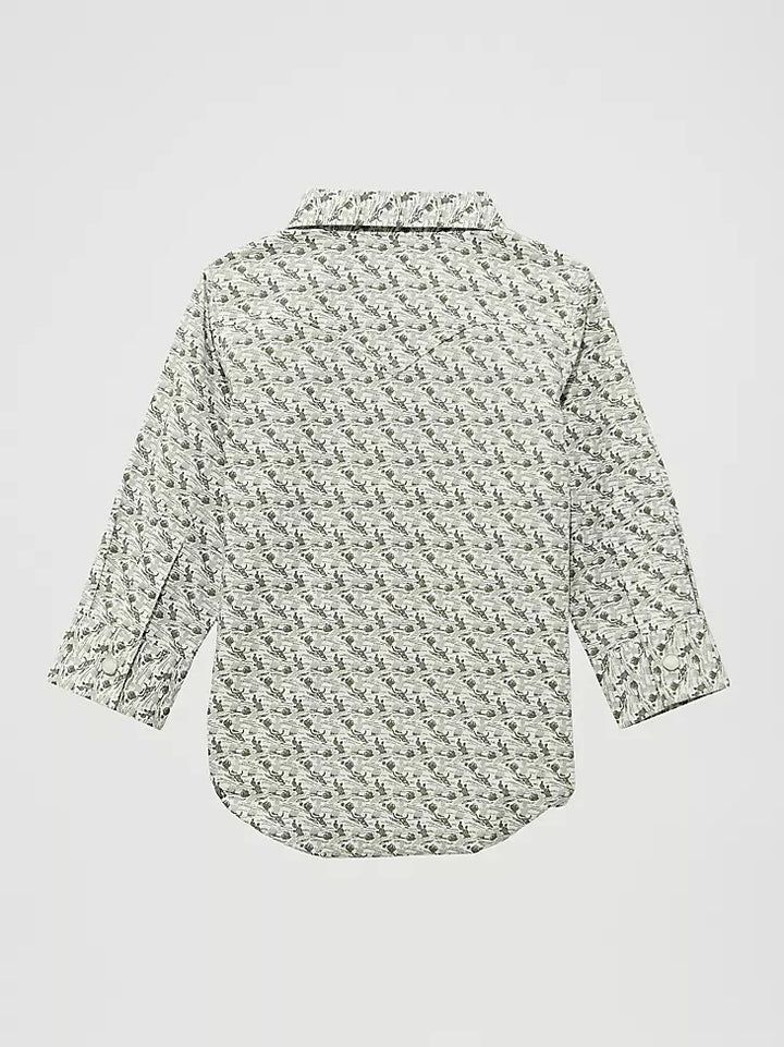 Wrangler Baby Boy  Long Sleeve Shirt -  Olive Cacti