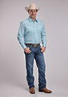 Roper Men's Long Sleeve Snap Four Point Foulard Shirt - Teal