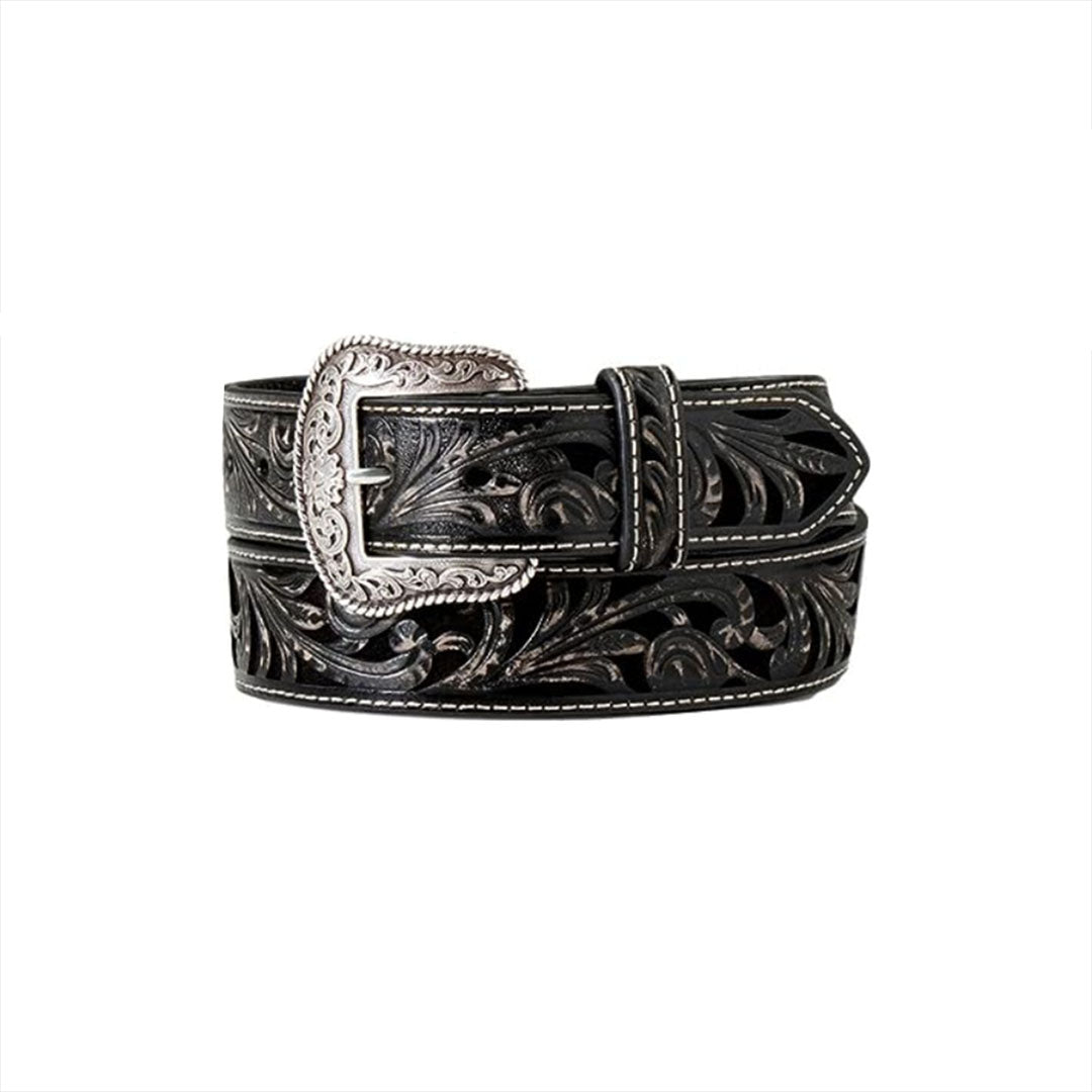 Ariat Women's Fashion Floral Emblem Black Leather Belt