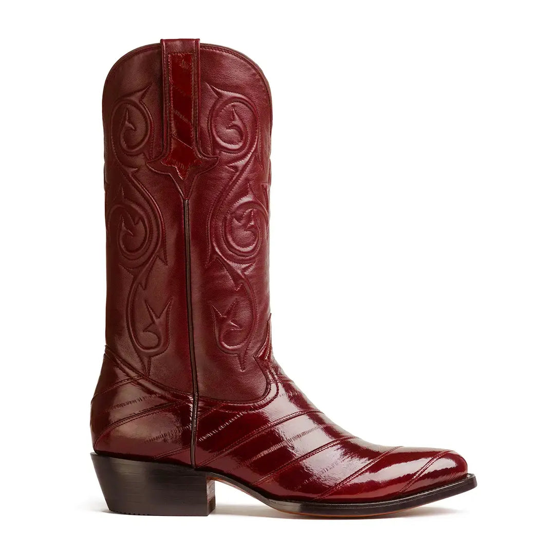 Gavel Men's Patricio Eel Skin Boots - Wine